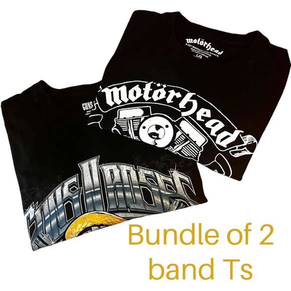 Gundam & Global Other - Bundle of 2 Band T-shirts - Motörhead and Guns & Roses (on Black)